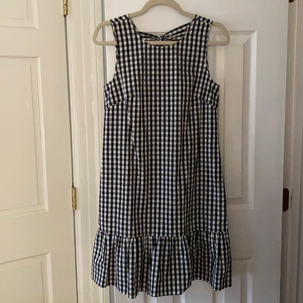 Gingham black and white JCREW Peplum dress